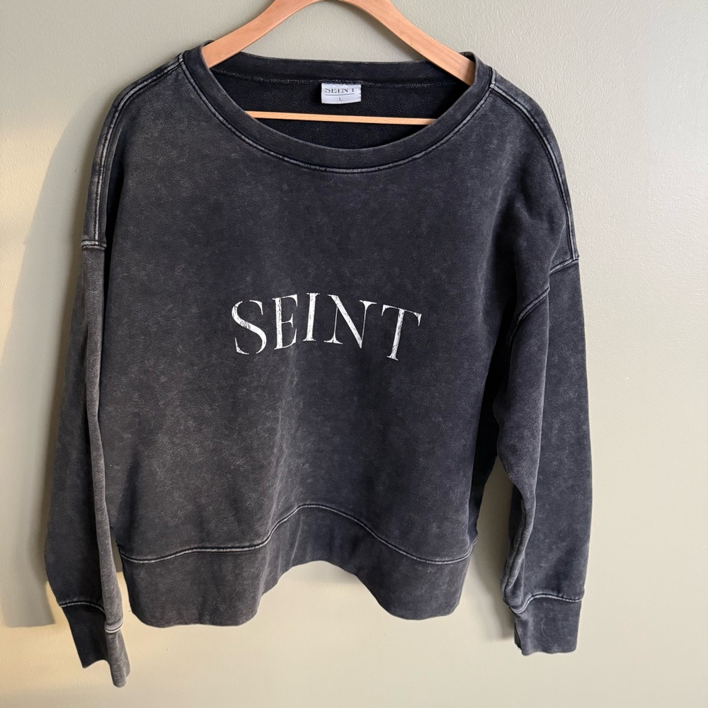 Seint Cropped Acid Wash Crewneck Womens Size Large